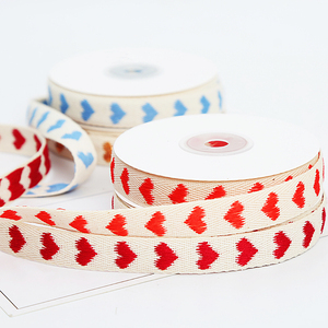 100% Cotton Heart-Shaped <strong>Ribbon</strong> in 'Love' Style Herringbone Webbing for Christmas Gift Wrap &amp; Holiday Decorations - Product Image 1