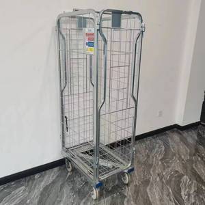 Conteneur à roulettes pliable et empilable en treillis métallique galvanisé pour le transport, capacité 500 kg, maille 50x50 mm, avec roulettes pivotantes - Product Image 4
