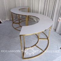 Table de Buffet Ronde en Acier Inoxydable Doré pour Mariages, Festivals et Fêtes-Meubles Décoratifs en Fer Métallique pour Fêtes