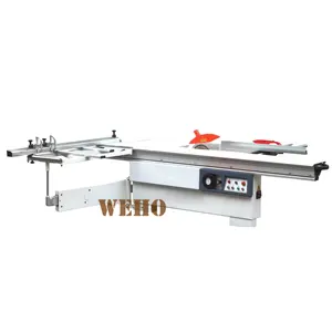 WEHO Machinery marca MJ320, sierra de panel deslizante para carpintería, sierra de mesa deslizante de doble hoja, sierra de inglete deslizante, máquina de sierra