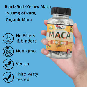 Capsules de racine de maca noire, jaune et rouge personnalisées, 1900 mg, véganes, non-OGM, sans gluten, force maximale, capsules de poudre de racine de maca biologique - Product Image 6