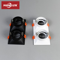 Support encastré double tête rond et carré pour ampoules GU10 MR16, cadre de downlight rotatif en fer pour configurations de plafond flexibles