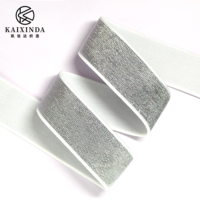 Bande élastique en polyester doux et brillant, couleur argent métallisé, pour sous-vêtements, pantalons et accessoires – Vente en gros