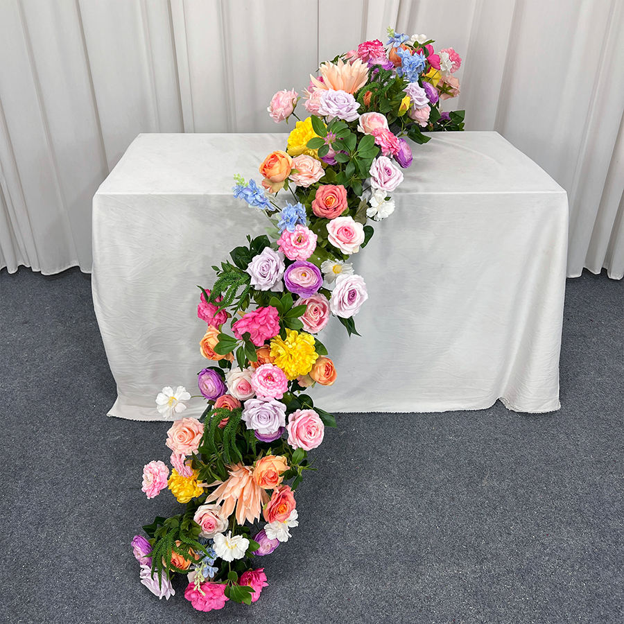 ผ้าปูโต๊ะลายดอกไม้ 2 แถว