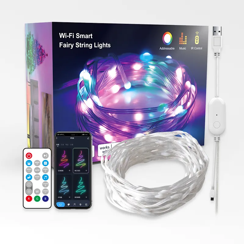 APP WIFI and IR Remote control smart led light strip Colorful Rgb Led Christmas Holiday lighting Smart Fairy Light String