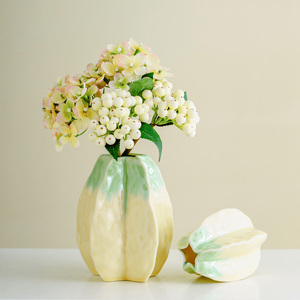 Jarrón de Cerámica Pintado a Mano con Forma de <span class=keywords><strong>Carambola</strong></span>, Boca Estrecha, para Arreglos Florales y Decoración de Sala de Estar - Product Image 2