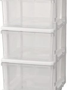 JEJ Astage SEEDS Unité de rangement multifonction à 3 tiroirs en plastique transparent avec poignées et roulettes - Product Image 1