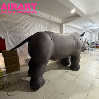 Décoration extérieure, rhinocéros gonflable gris, rhinocéros gonflable géant pour fête