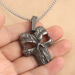 Colgante de calavera de acero inoxidable, diseño de esqueleto geométrico, collar de estilo Punk para hombres y mujeres, regalo 231060 - Product Image 3
