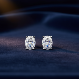 Orecchini classici con diamanti taglio ovale per donna, oro bianco, colore G, gioielli di fidanzamento con diamanti naturali, 1,0 ct - Product Image 2