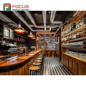 Vitrine à café autoportante en bois stratifié avec espace de présentation pour couvercles de tasses - Product Image 2