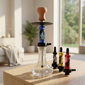 Moderna Base de Shisha de Aleación de Aluminio con Vástago de Vidrio Esmerilado y Manguera para Uso en Bares y Salones - Product Image 3