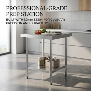 Food Prep Two Tier Stainless Steel Work Bench Double Layer Kitchen <b>Worktable</b> with Undershelf Commercial Restaurant Use - Product Image 3