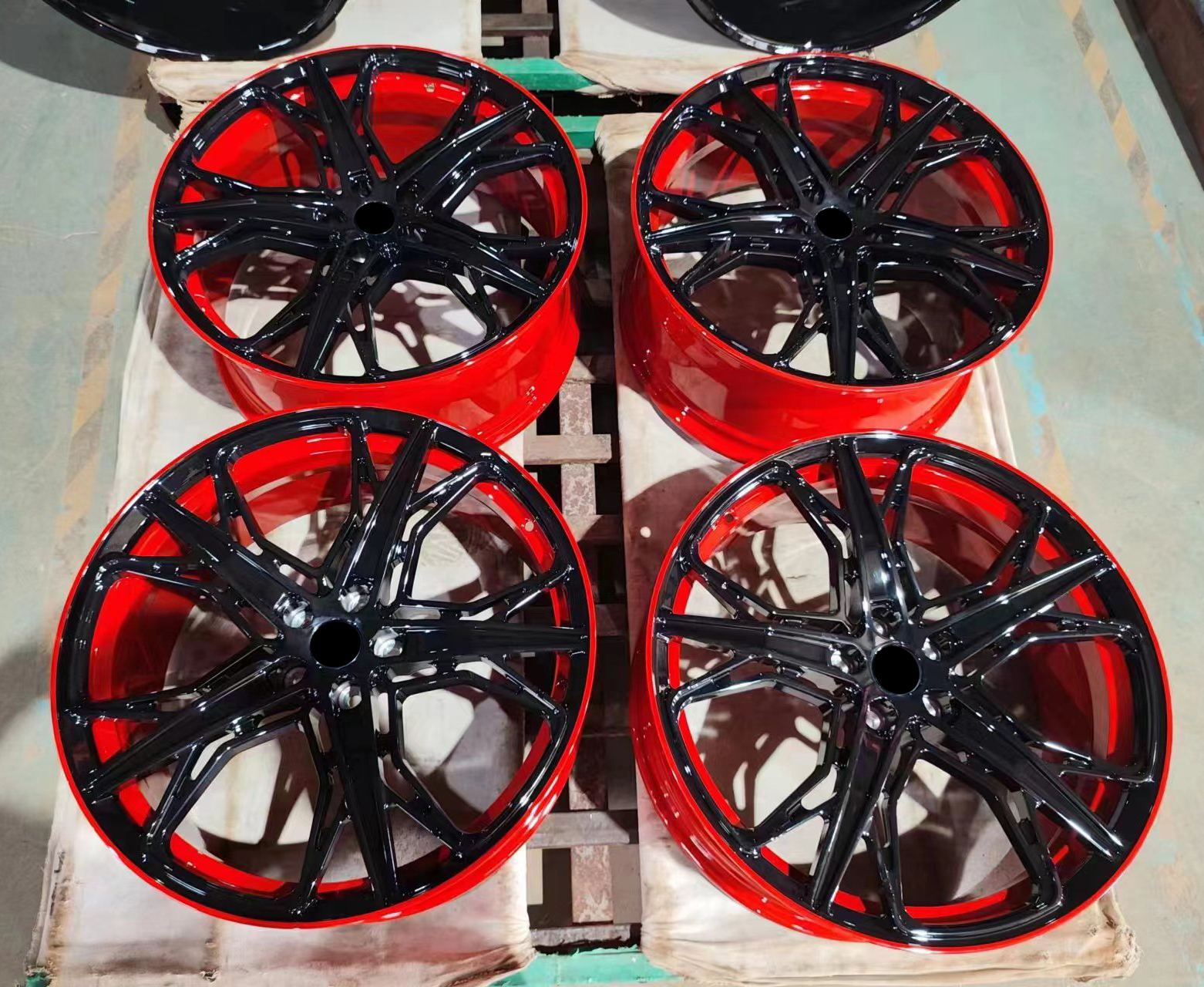 22 inch car rims red and black