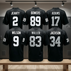 Camiseta de Fútbol Americano Negra Personalizada para Hombre, Manga Corta, Estampado en Relieve, Absorbe la Humedad, Números de Equipo, Corte Regular para Adultos, Verano - Product Image 2