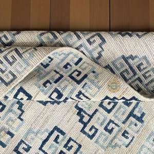 Nouveau tapis d'intérieur en laine noué à la main de style géométrique moderne bleu pour chambre à coucher, salon, salle à manger et bureau - Product Image 5