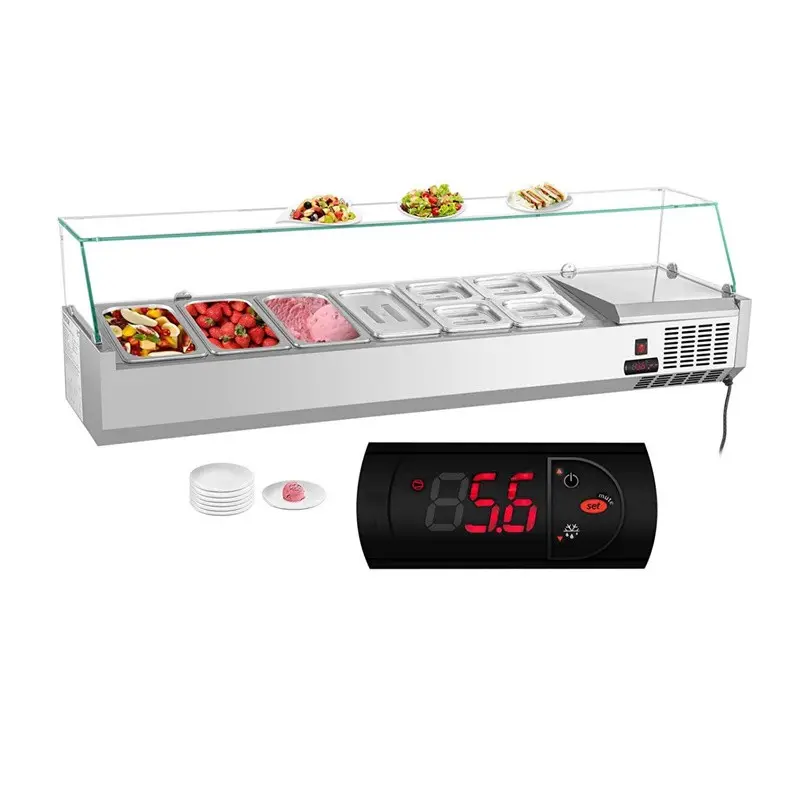 Nhà Máy bán hàng trực tiếp salad Bar Cooler Showcase bảng Top salad Bar Prep Countertop salad Bar