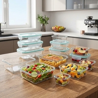 Boîte à lunch en verre hermétique en gros, lot de 3/4/5/6/7/8/9/10/15, contenants alimentaires en verre borosilicate, contenants en verre pour le stockage des aliments