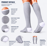 Chaussettes de compression en tricot personnalisées ODM unisexes, chaussettes de soutien de la circulation pour le sport, la course à pied, le cyclisme, l'entraînement, pour hommes et femmes
