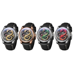 Relojes de alta gama para hombre SM1063, de acero 316L, oro rosa, con incrustaciones de rubí, movimiento mecánico automático, complicación de horas errantes, diseño de dragón rojo en 3D. - Product Image 4