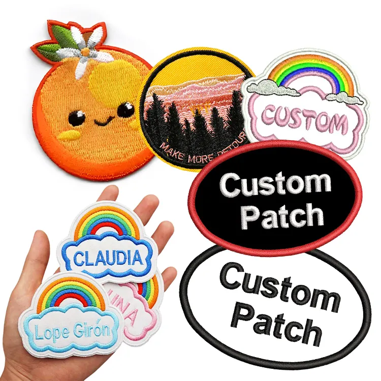 Wholesale Iron On Embroidery Patch For Clothing Design Logo 3D Sew On Embroidered Patch for Hat Label Custom Embroidery Patch