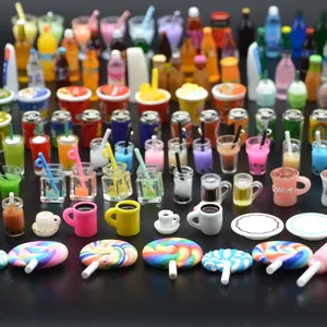 in stock miniature boba soda bottles drinks cans cup juice coffee beer milk water charm empty food resin 3d doll house wholesale