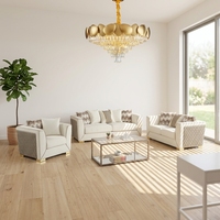 Ensemble de canapé d'angle moderne en tissu rembourré avec dossier carré et pieds en acier inoxydable pour salon