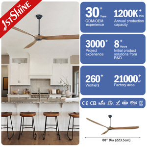 1stshine Quạt trần cấu hình cao 88 "kích thước lớn gỗ lưỡi điều khiển từ xa quạt trần - Product Image 3