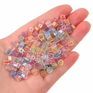 5mm Cube Square Faceted Czech Crystal Glass Beads Loose Crafts Beads Wholesale Lot for Jewelry Making DIY Accessories