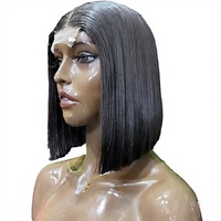 Perruque Courte Bob de 10 Pouces en Gros, Transparente Haute Définition pour Perruque Frontale en Dentelle, Cheveux Humains Remy, Perruque Vietnamienne, Densité 200%