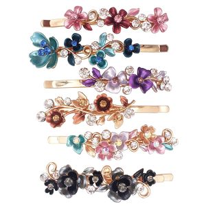 Barrettes à cheveux vintage personnalisables <span class=keywords><strong>pour</strong></span> femmes, épingles à cheveux décoratives en métal doré, pinces à cheveux à motif floral - Product Image 1