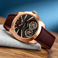 Montre de sport automatique de luxe de haute qualité en acier inoxydable, étanche, avec bracelet en cuir et silicone pour hommes