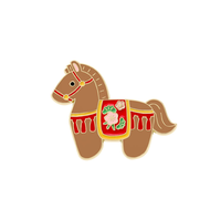 Broche Cheval du Zodiaque Chinois 2026, Épinglette de Revers en Émail pour Année de Naissance du Cheval du Zodiaque