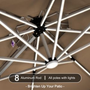 Sombrilla de Patio Colgante de Aluminio de 3 Metros con Luces LED Solares, Modelo Deluxe Offset 360 Plataforma Giratoria para Exteriores, Jardín, Patio Trasero, Piscina - Product Image 5