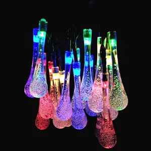 Guirlande solaire LED multicolore en forme de goutte d'eau, luminaire décoratif d'extérieur, idéal pour un jardin ou un Patio, 12 v