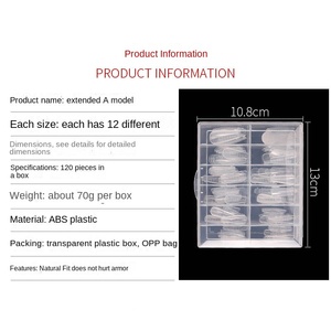 120 pièces de formes à ongles pour extensions, formes <span class=keywords><strong>ballerine</strong></span> et amande, autocollants préformés avec échelle de mesure pour ongles en acrylique - Product Image 6
