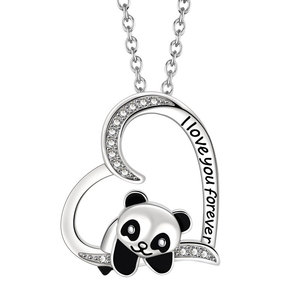 2025 nuova lega <span class=keywords><strong>ti</strong></span> amerò per sempre Kawaii Panda bambino affascinante a forma di cuore collana con ciondolo animale regalo femminile - Product Image 5