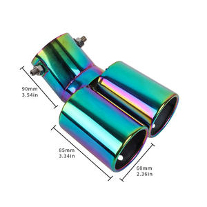 Universele roestvrijstalen uitlaatdemper met dubbele uitlaatpijp voor decoratie en modificatie van de uitlaatpijp - Product Image 4