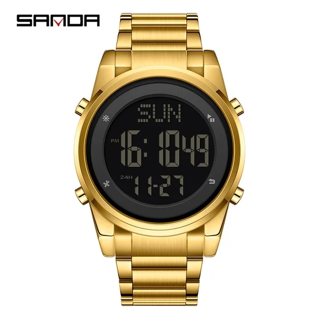 Sanda 6160 Digital Watch Men Waterproof Glass Dial Sports Men's Watches Top Brand Luxury Quartz Clock Relojes Hombre