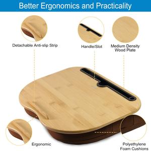 Khay Để Bàn Bằng Gỗ Di Động Gối Máy Tính Xách Tay Bằng Tre Khay Để Bàn Máy Tính Xách Tay Với Gối Mềm Đệm - Product Image 2