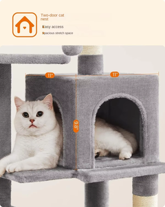 Torre para Gatos <span class=keywords><strong>Feandrea</strong></span> con Hamaca, Árbol para Gatos de Madera de Varios Niveles con 4 Postes para Rascar y 2 Plataformas - Product Image 6