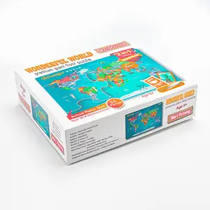 Campione gratuito educazione precoce baby puzzle cartone vuoto mappa del mondo puzzle per bambini personalizzato