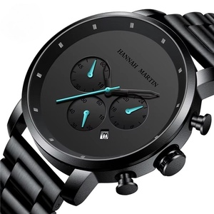 Reloj Cronógrafo para Hombre OEM ODM, Correa de Acero Inoxidable Negra, Resistente al Agua, Calendario, Casual, de Negocios, Reloj de Pulsera de Cuarzo, Tamaño Ajustable - Product Image 5
