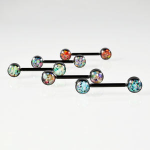 14G 스테인레스 스틸 젖꼭지 링 오팔 & 스톤 스레드리스 스트레이트 젖꼭지 피어싱 여성용 남성 패션 세련된 피어싱 쥬얼리 - Product Image 4