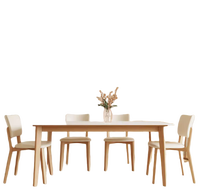 Ensemble de table et de chaises de salle à manger en bois massif et cuir PU de style nordique moderne