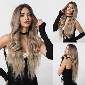 Perruque synthétique de luxe haut de gamme en fibre Futura, avec racine naturelle et dessus en soie, idéale pour un usage quotidien ou pour les soirées, perruques à cheveux mélangés - Product Image 2
