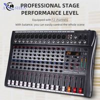 Console de mixage audio professionnelle AOSHEN RX12-RTS 12 canaux en métal avec 24 DSP, alimentation fantôme 48V, USB, karaoké, DJ, noire