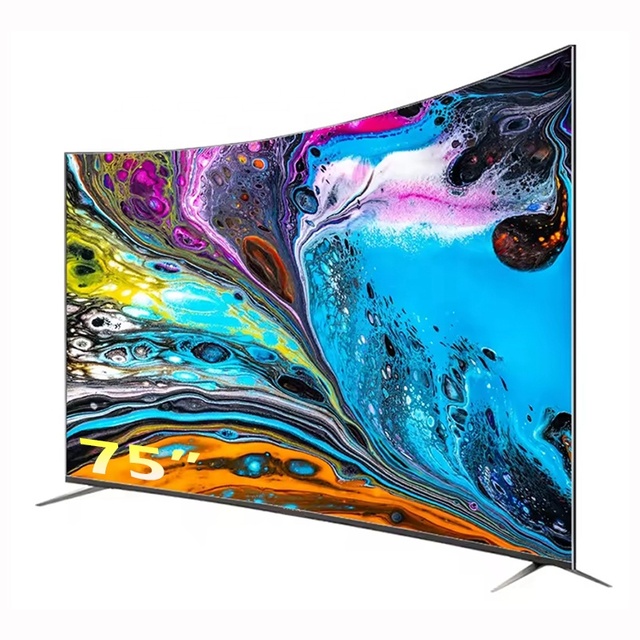 Factory Price 75 Inch Curved TV 4K Screen 50 55 60 65 HDR Tempered Glass Smart TV 75 Inch