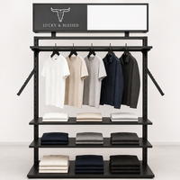 Présentoir Commercial Sur Mesure Multi-Niveaux pour Vêtements avec Enseigne Lumineuse – Aménagement de Magasin