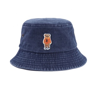 Custom Logo Embroidery Patch Bucket <b>Hats</b> Fashion Washed Fisherman <b>Hat</b> With A Cute Teddy Bear In A Orange Sweatshirt - Product Image 6
